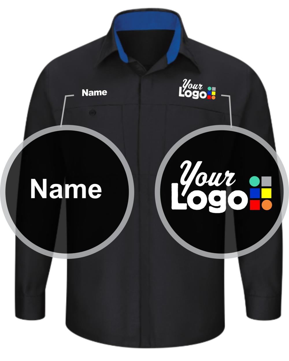 RedKap L/S L/S Performance Plus Custom Work Shirt, color: Black/Royal