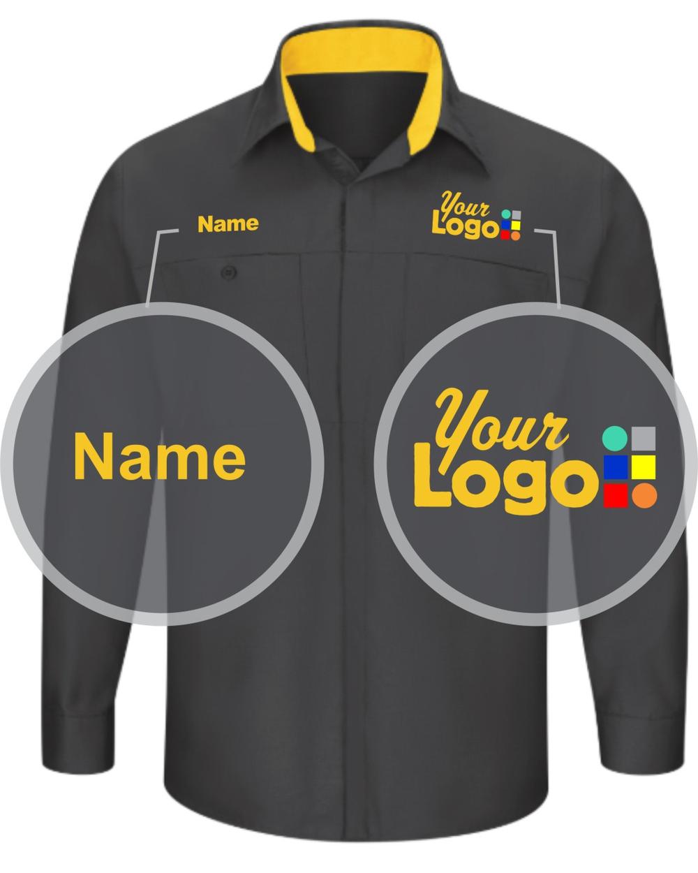 RedKap L/S Performance Plus Custom Work Shirt, color: Charcoal/Yellow
