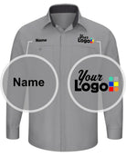 RedKap L/S Performance Plus Custom Work Shirt, color: Light Grey/Charcoal