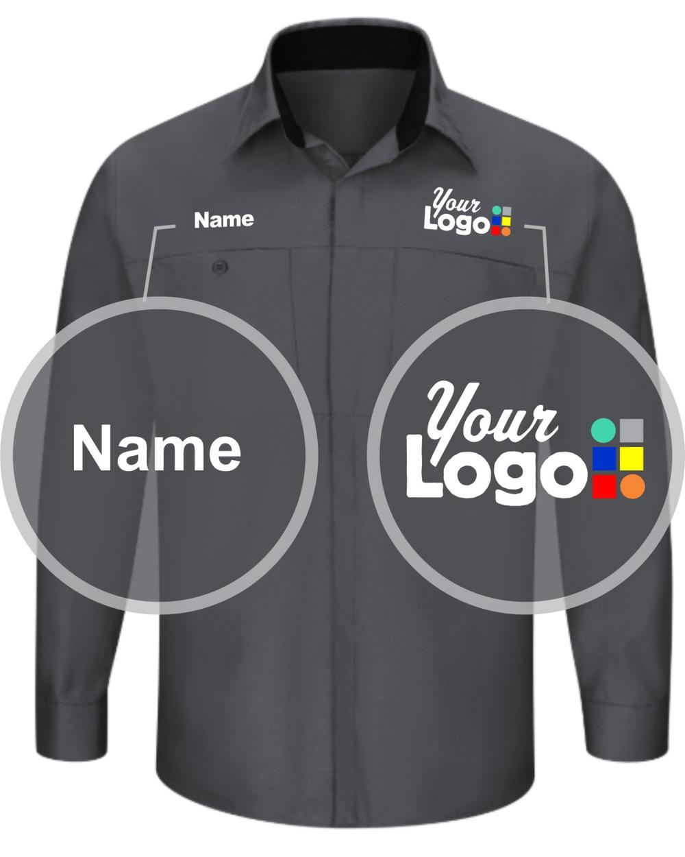 RedKap L/S L/S Performance Plus Custom Work Shirt, color: Charcoal/Black
