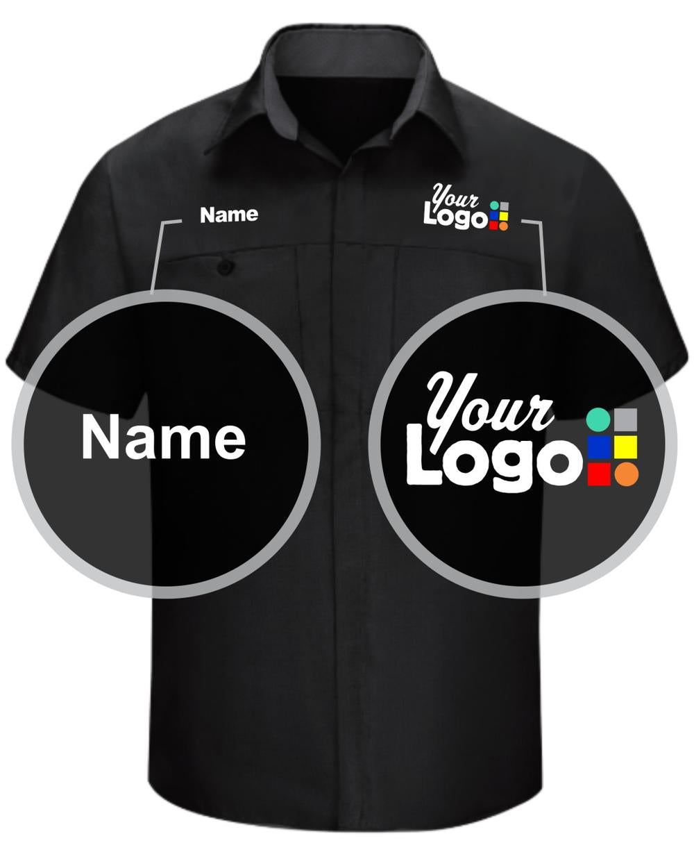 RedKap S/S Performance Plus Custom Work Shirt, color: Black/Charcoal