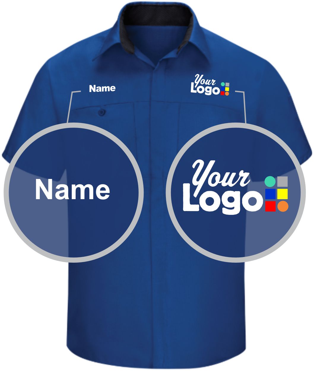 RedKap S/S Performance Plus Custom Work Shirt, color: Royal/Black