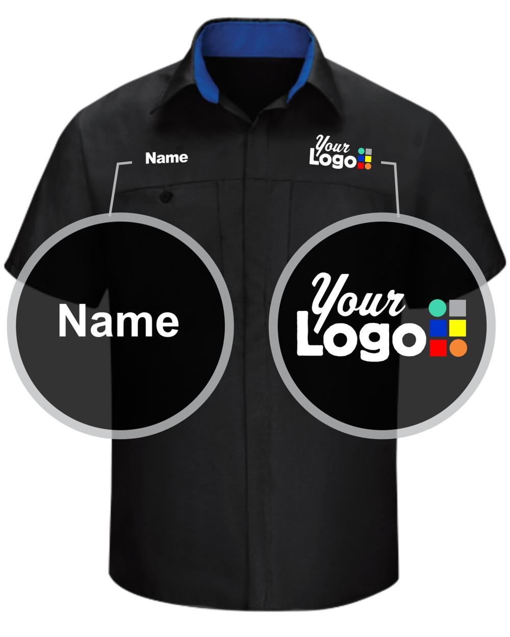 RedKap S/S Performance Plus Custom Work Shirt, color: Black/Royal