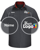 RedKap S/S Performance Plus Custom Work Shirt, color: Charcoal/Fireball Red