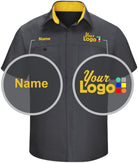 RedKap S/S Performance Plus Custom Work Shirt, color: Charcoal/Yellow