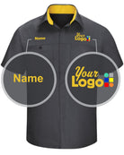 RedKap S/S Performance Plus Custom Work Shirt, color: Charcoal/Yellow