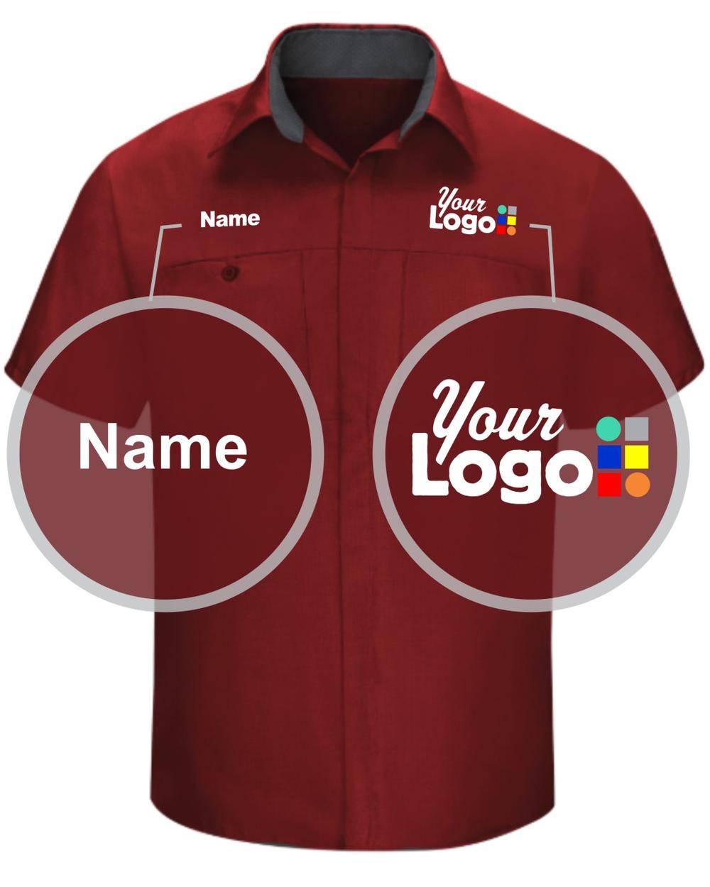 RedKap S/S Performance Plus Custom Work Shirt, color: Fireball Red/Charcoal