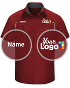 RedKap S/S Performance Plus Custom Work Shirt, color: Fireball Red/Charcoal