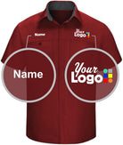 RedKap S/S Performance Plus Custom Work Shirt, color: Fireball Red/Charcoal