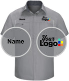 RedKap S/S Performance Plus Custom Work Shirt, color: Light Grey/Charcoal