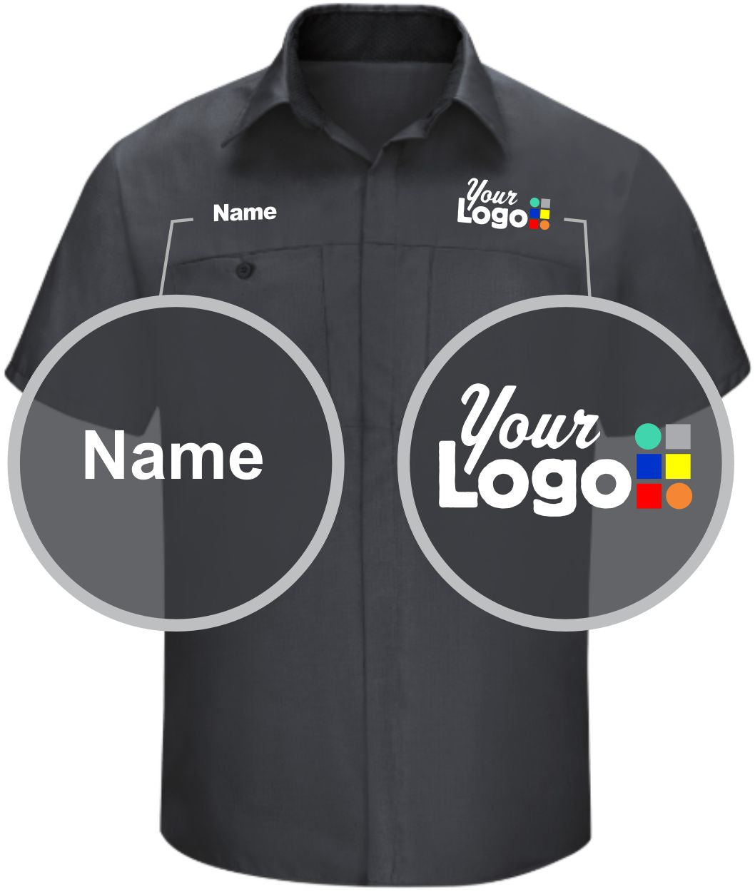 RedKap S/S Performance Plus Custom Work Shirt, color: Charcoal/Black