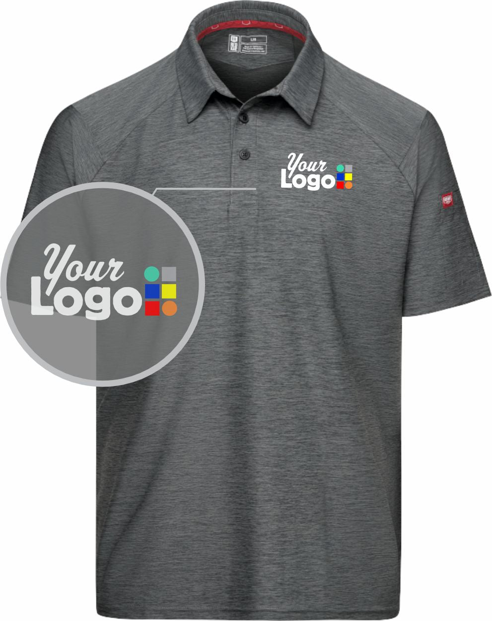 RedKap S/S Cooling Stretch Jersey Custom Golf Shirt, color: Grey Heather