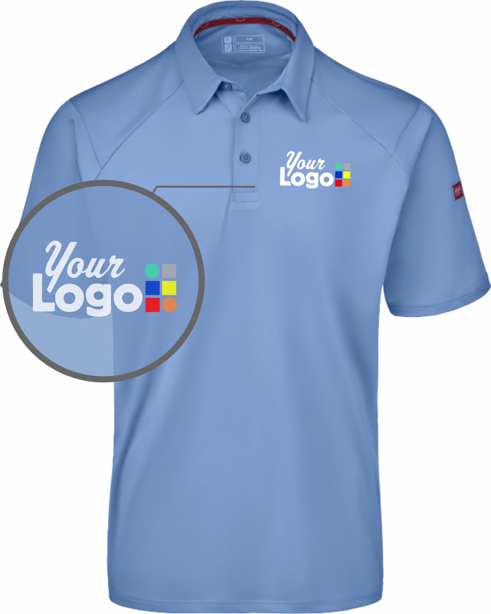RedKap S/S Cooling Stretch Jersey Custom Golf Shirt, color: Medium Blue