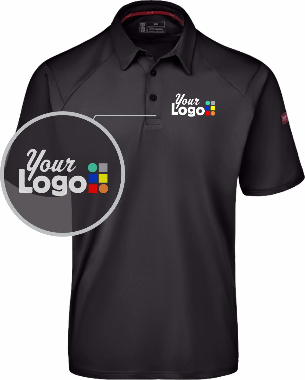 RedKap S/S Cooling Stretch Jersey Custom Golf Shirt, color: Black