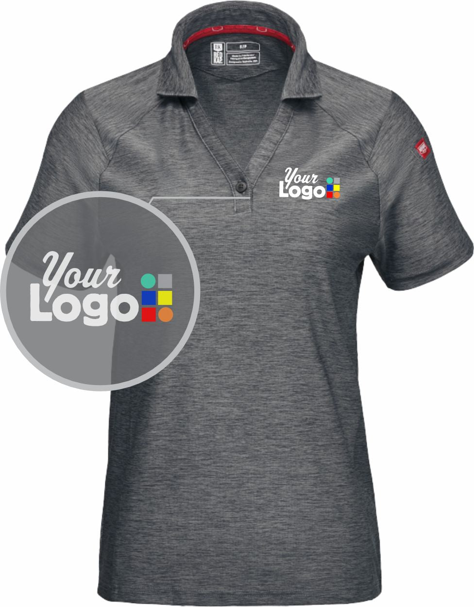 RedKap S/S Cooling Stretch Jersey Custom Golf Shirt, color: Grey Heather
