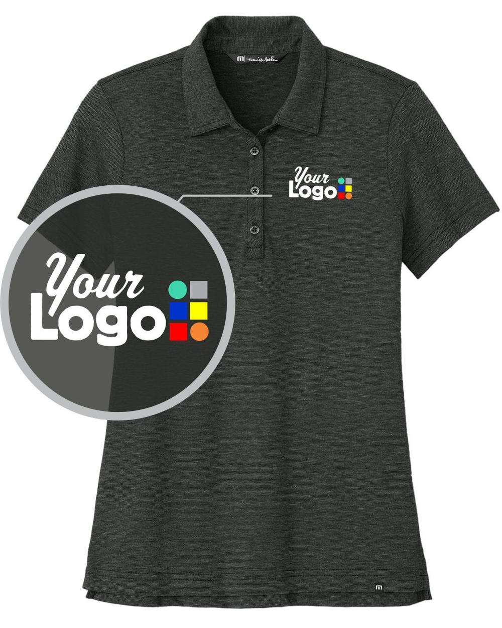 TravisMathew Women's S/S Sunnyvale Custom Golf Shirt, color: Black Heather