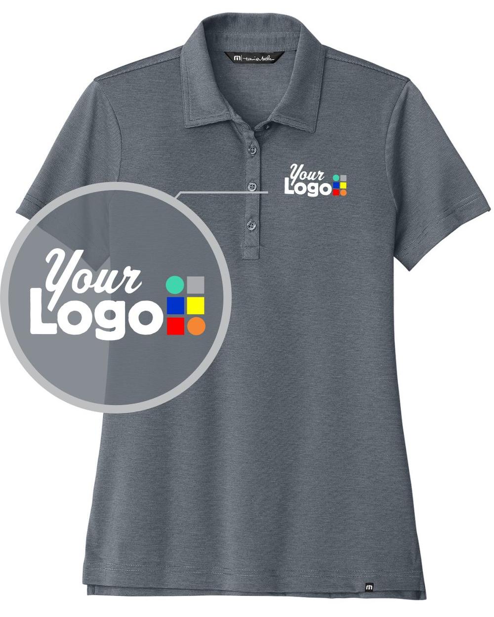 TravisMathew Women's S/S Sunnyvale Custom Golf Shirt, color: Blue Nights Heather