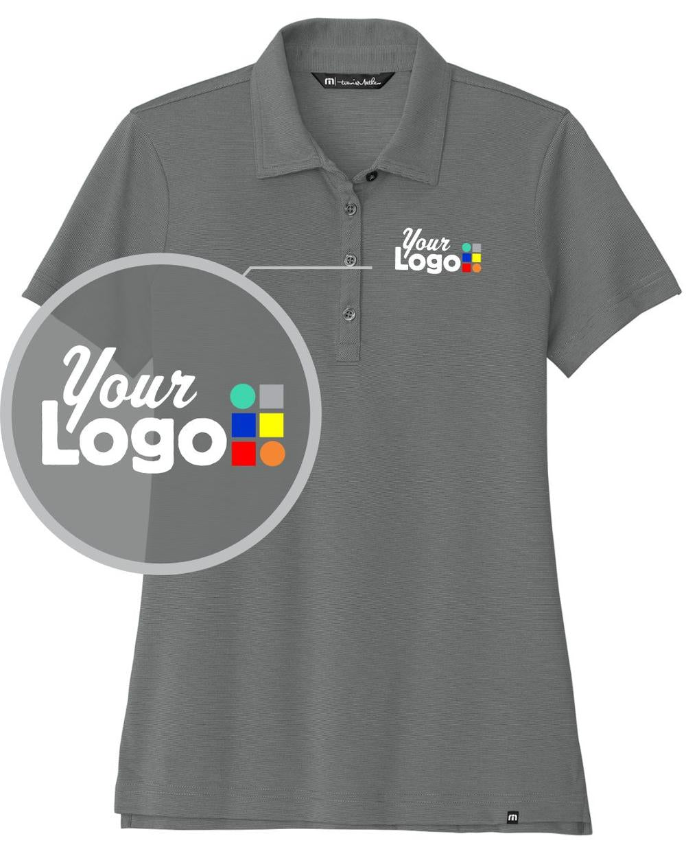 TravisMathew Women's S/S Sunnyvale Custom Golf Shirt, color: Dark Grey Heather