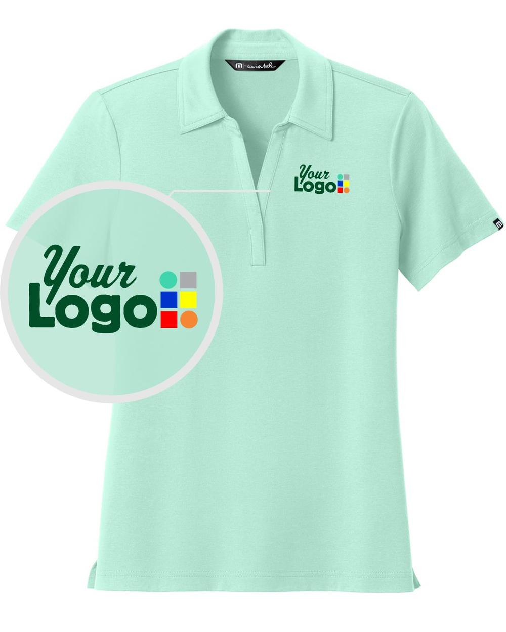 TravisMathew Women's S/S Glenview Solid Custom Golf Shirt, color: Mint