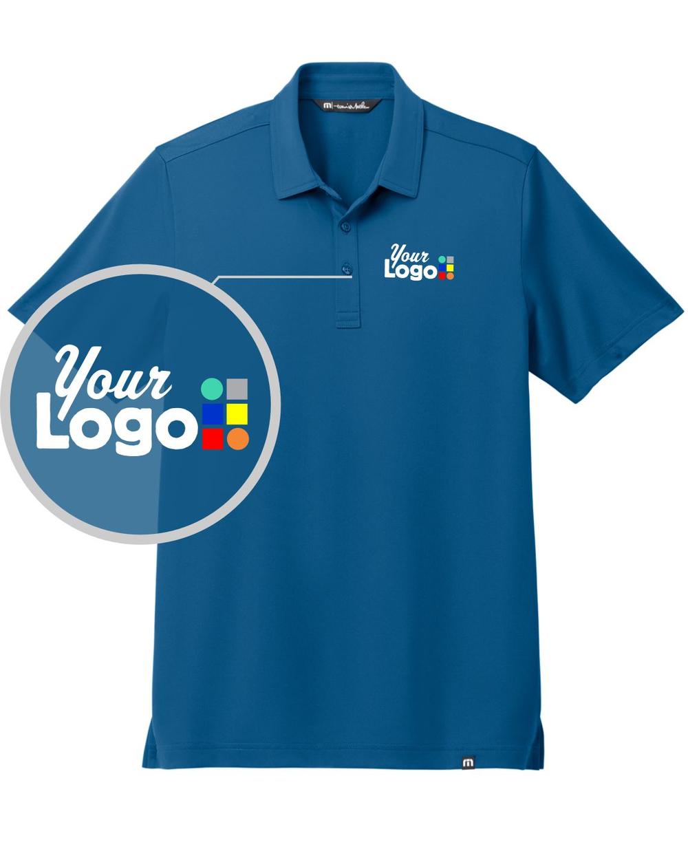 TravisMathew S/S Cabana Solid Custom Golf Shirt, color: Classic Blue