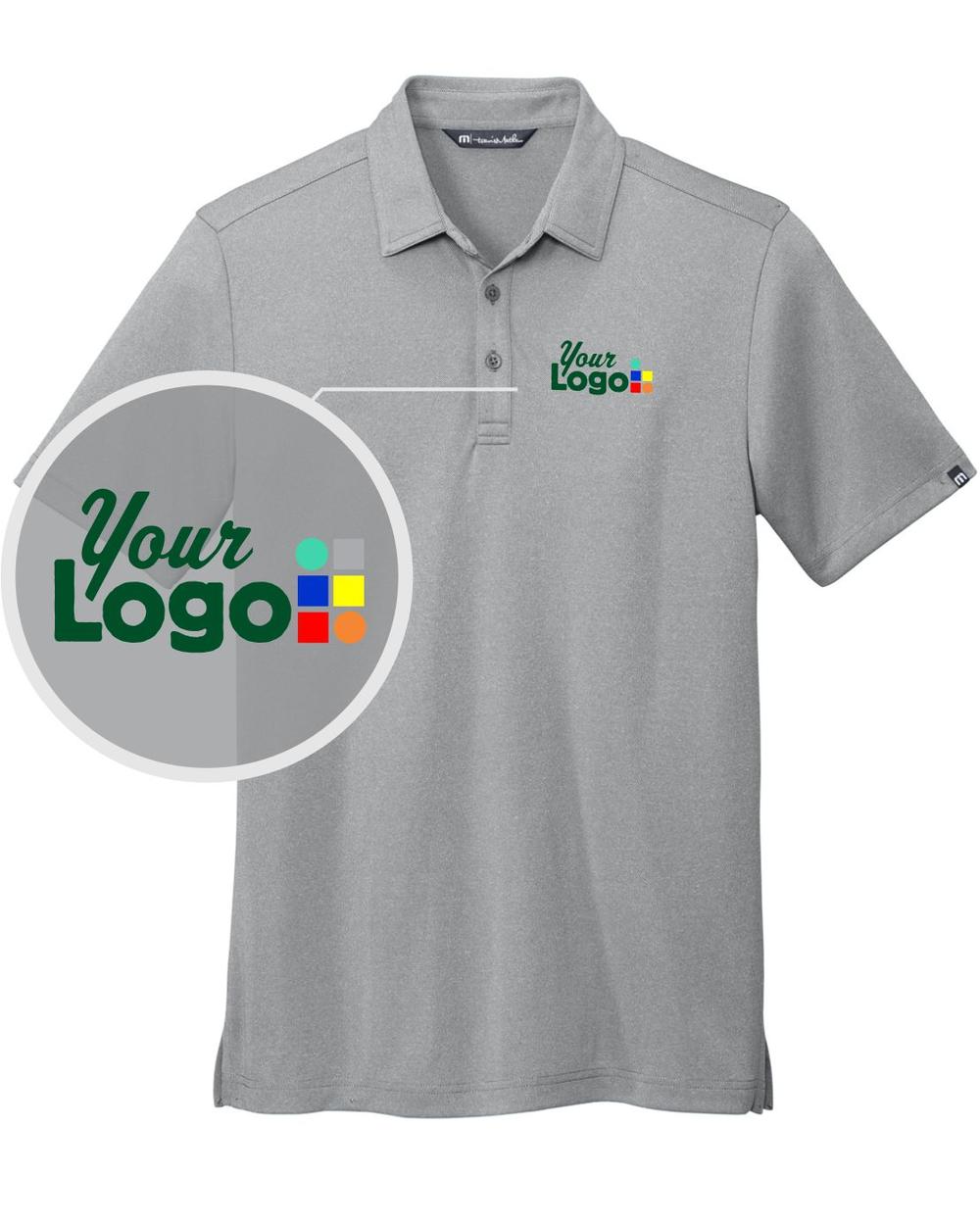 TravisMathew S/S Coto Performance Custom Golf Shirt, color: Quiet Shade Grey Heather