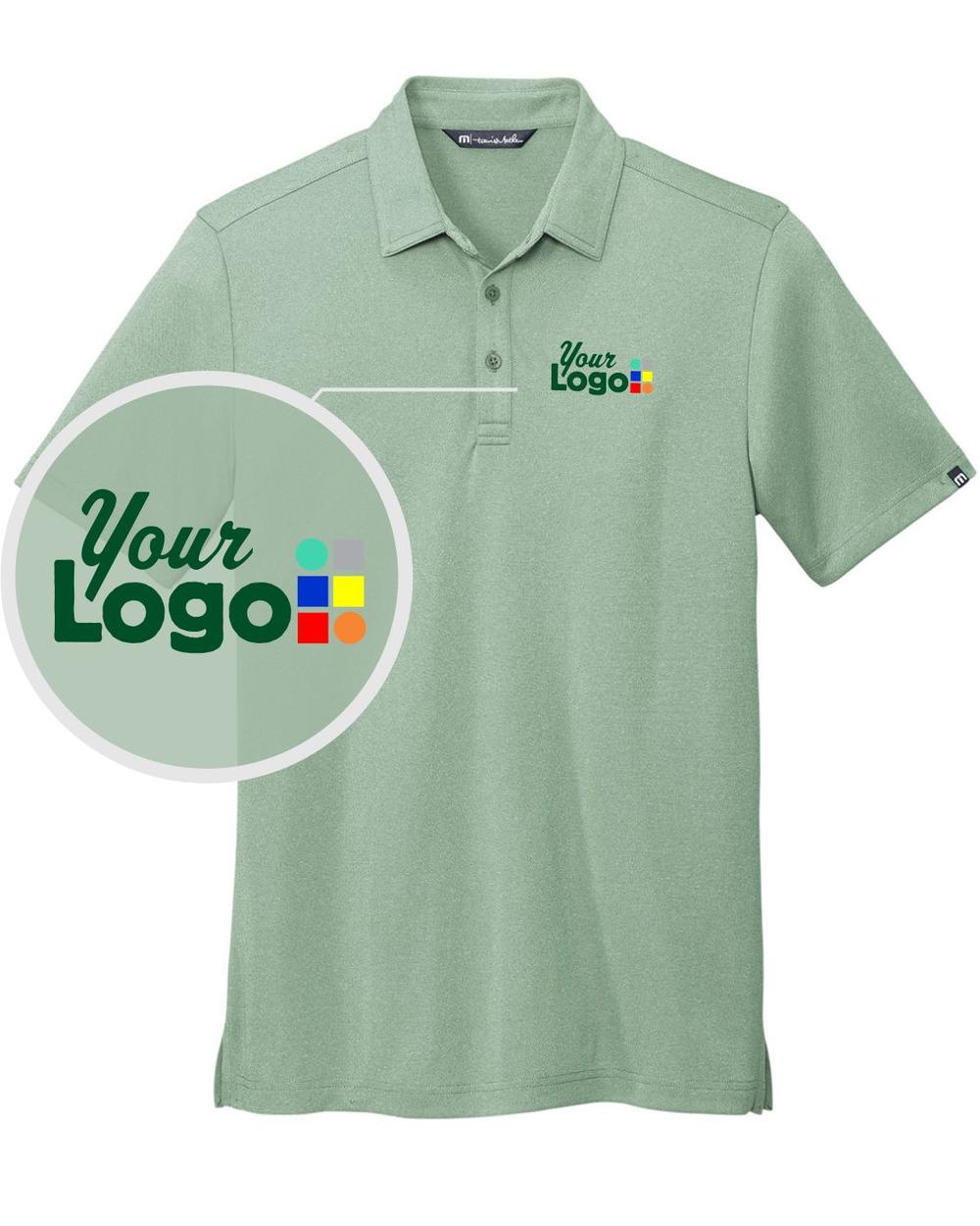 TravisMathew S/S Coto Performance Custom Golf Shirt, color: Beryl Green Heather