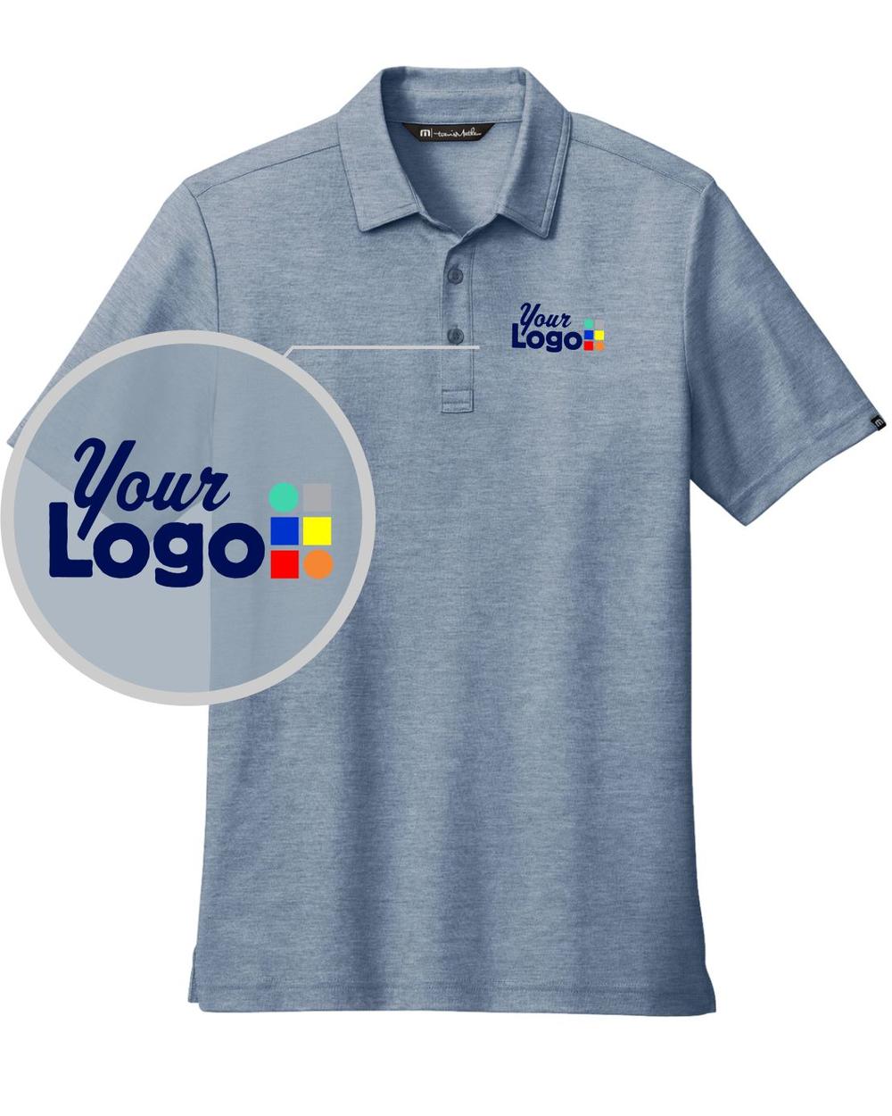 TravisMathew S/S Oceanside Heather Custom Golf Shirt, color: Blue Nights Heather