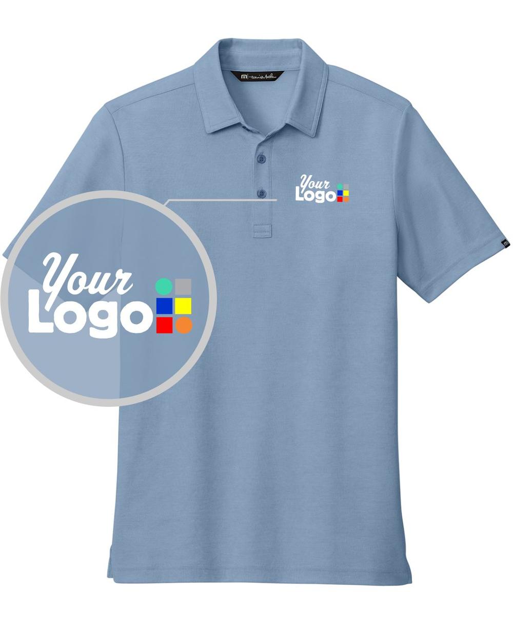 TravisMathew S/S Oceanside Heather Custom Golf Shirt, color: Classic Blue Heather