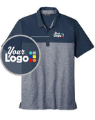 TravisMathew S/S Oceanside Blocked Custom Golf Shirt, color: Blue Nights/Blue Nights Heather