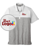 TravisMathew S/S Oceanside Blocked Custom Golf Shirt, color: White/Quiet Shade Grey Heather