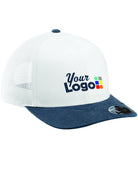 TravisMathew Cruz Colorblock Trucker Custom Cap, color: White/Vintage Indigo