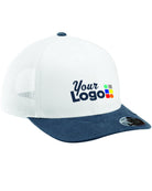 TravisMathew Cruz Colorblock Trucker Custom Cap, color: White/Vintage Indigo