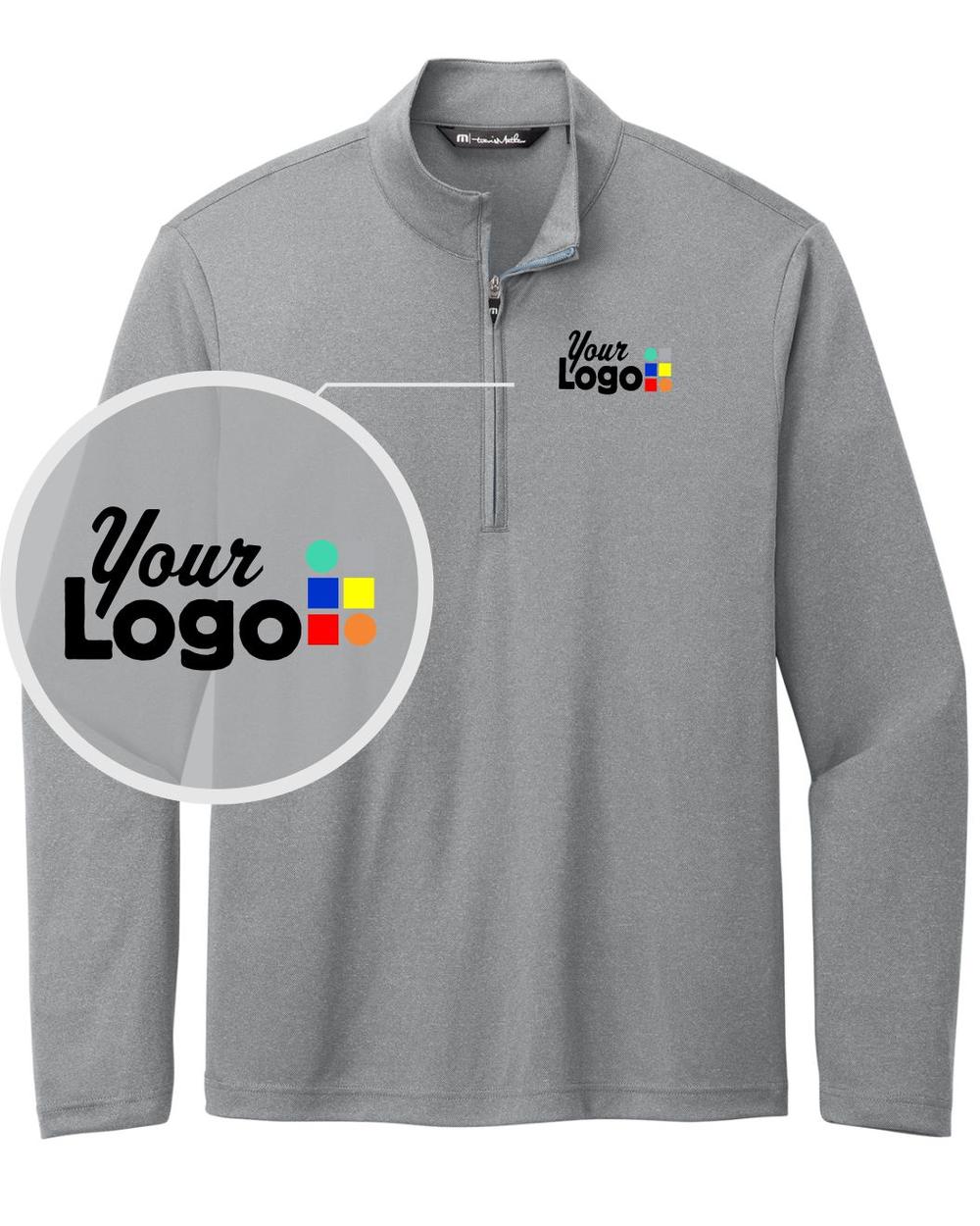 TravisMathew Coto Performance 1/4 Zip Custom Pullover, color: Quiet Shade Grey Heather