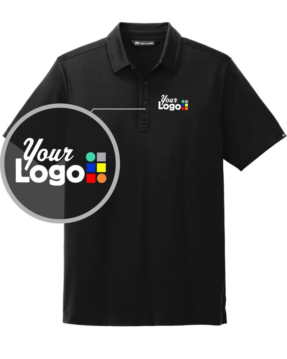 TravisMathew S/S Bayfront Solid Custom Golf Shirt, color: Black