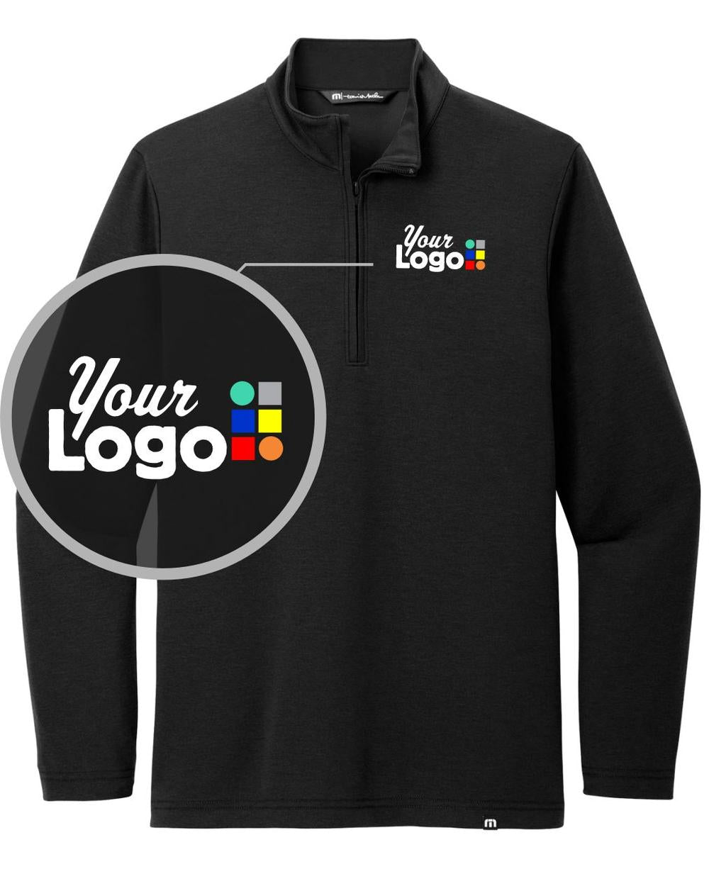 TravisMathew Coveside 1/4 Zip Custom Pullover, color: Black