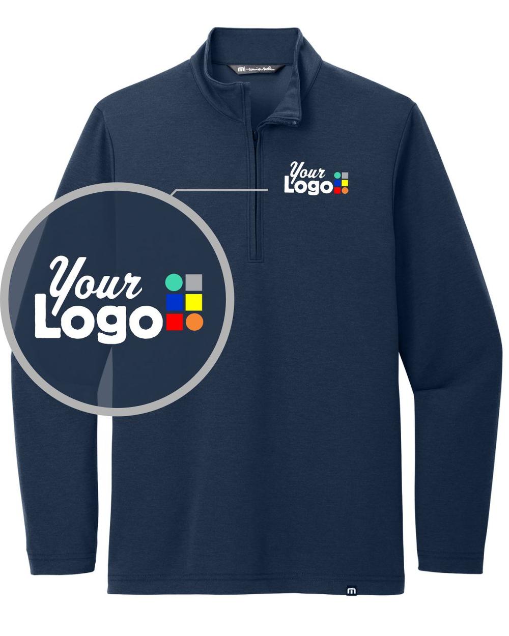 TravisMathew Coveside 1/4 Zip Custom Pullover, color: Blue Nights