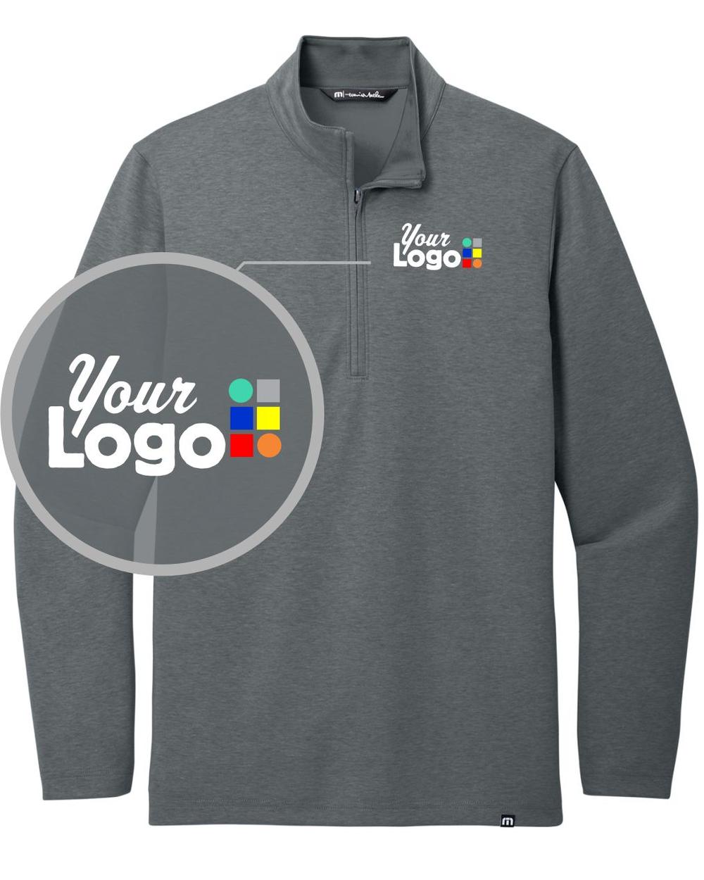 TravisMathew Coveside 1/4 Zip Custom Pullover, color: Dark Grey Heather
