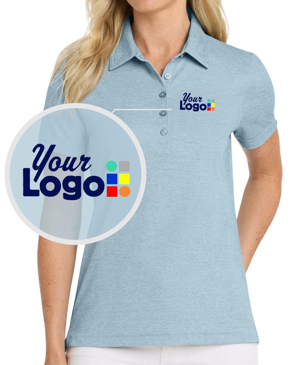 TravisMathew Women's S/S Oceanside Heather Custom Golf Shirt, color: Allure Heather