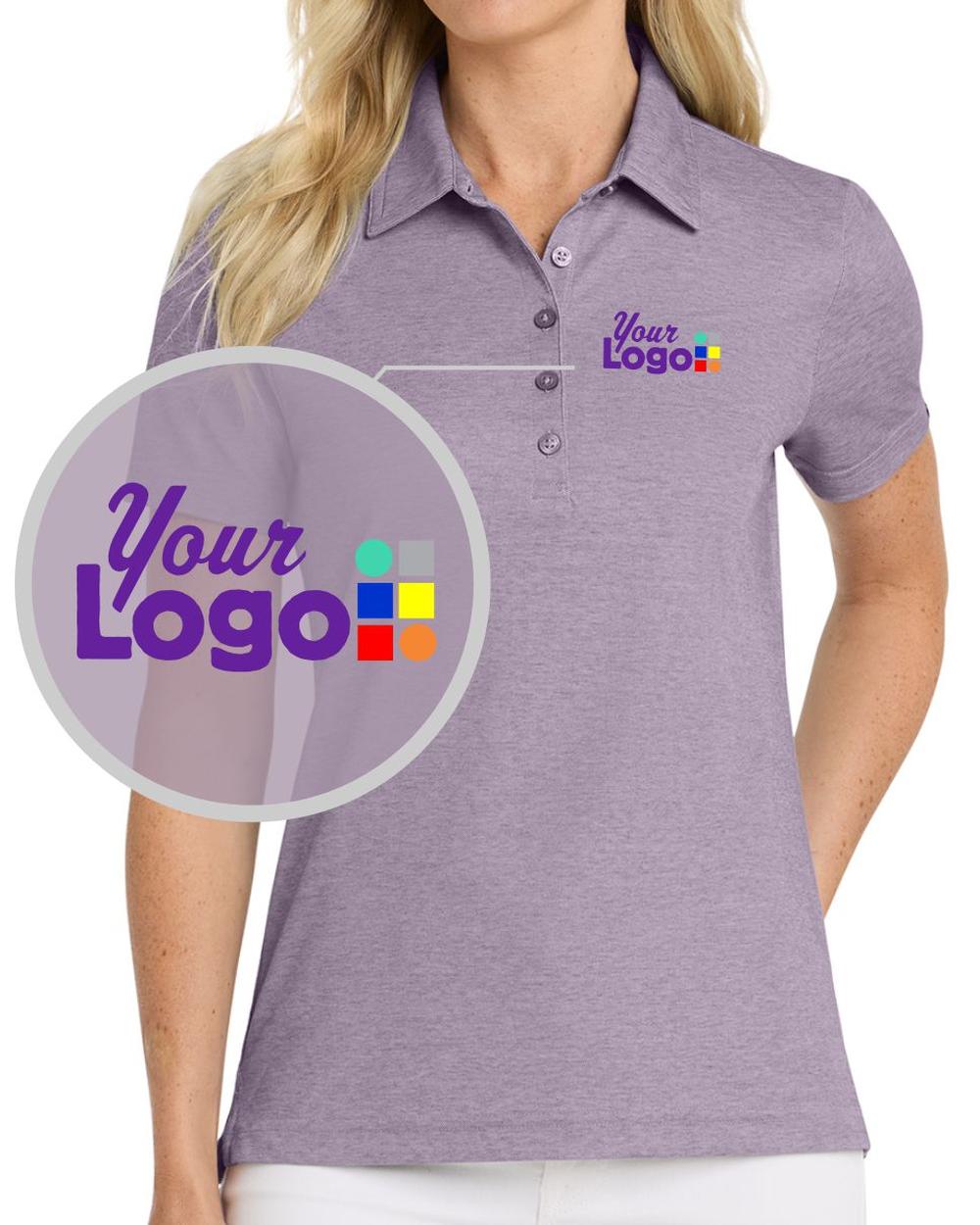 TravisMathew Women's S/S Oceanside Heather Custom Golf Shirt, color: Purple Sage Heather