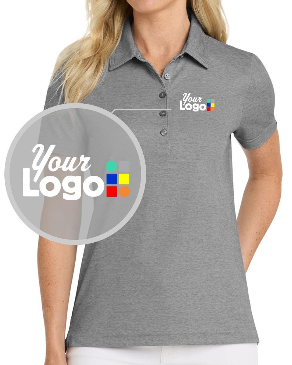 TravisMathew Women's S/S Oceanside Heather Custom Golf Shirt, color: Quiet Shade Grey Heather