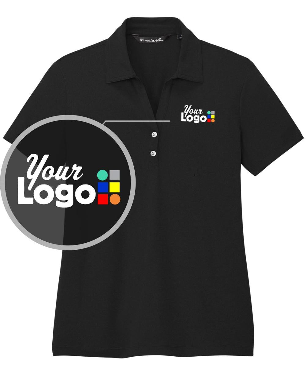 TravisMathew Women's S/S Coto Performance Custom Golf Shirt, color: Black