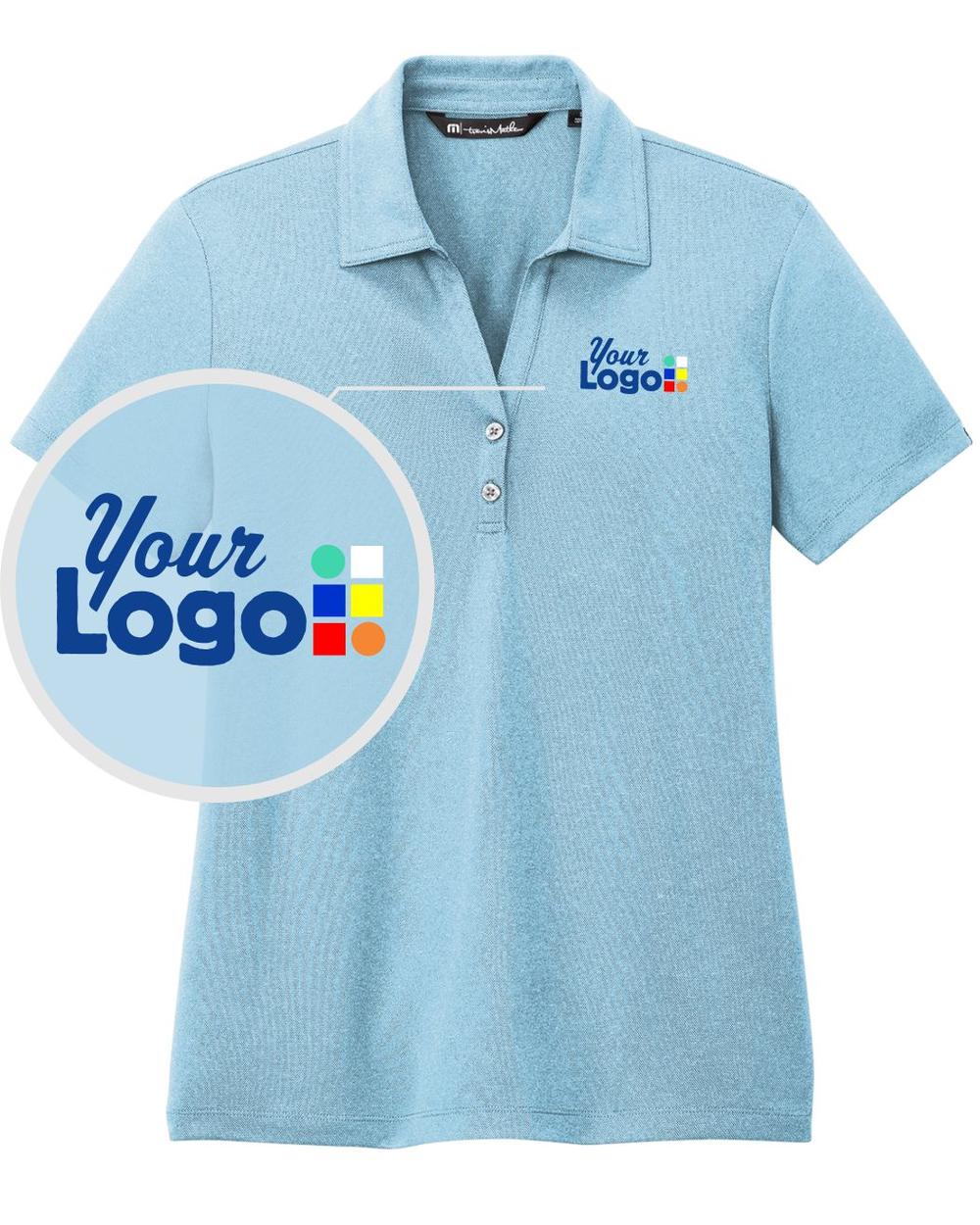 TravisMathew Women's S/S Coto Performance Custom Golf Shirt, color: Brilliant Blue Heather