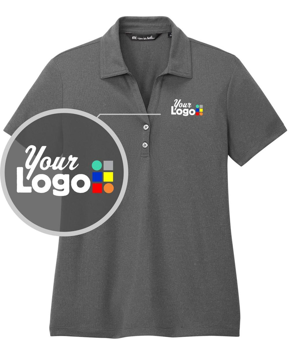 TravisMathew Women's S/S Coto Performance Custom Golf Shirt, color: Quiet Shade Grey/Black