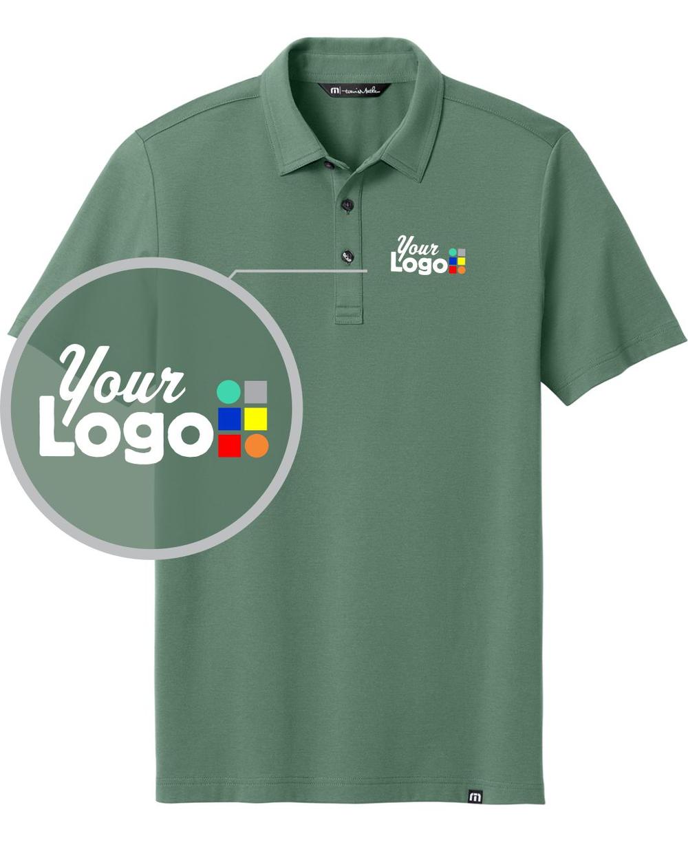 TravisMathew S/S Glenview Solid Custom Golf Shirt, color: Laurel Green