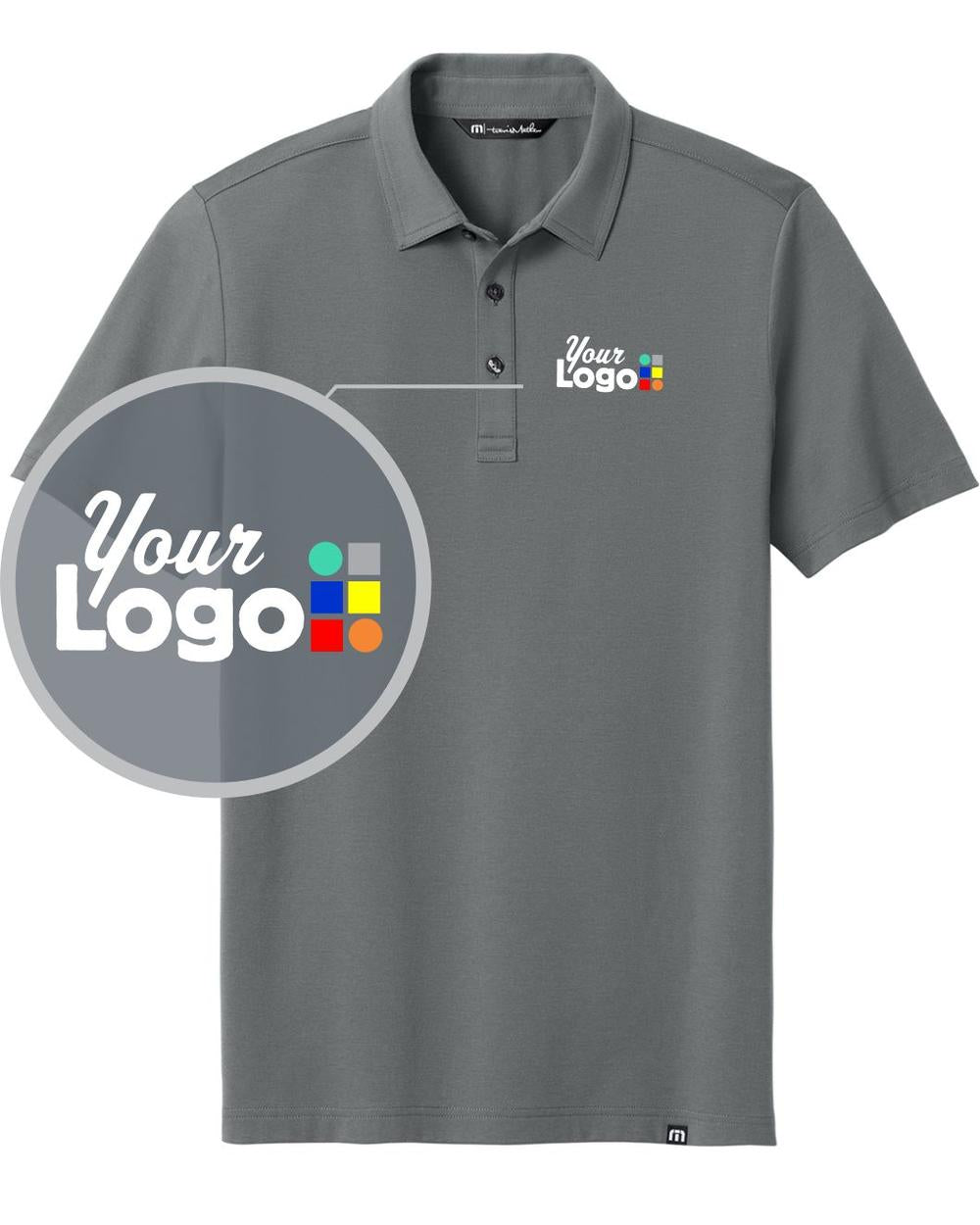 TravisMathew S/S Glenview Solid Custom Golf Shirt, color: Quiet Shade Grey