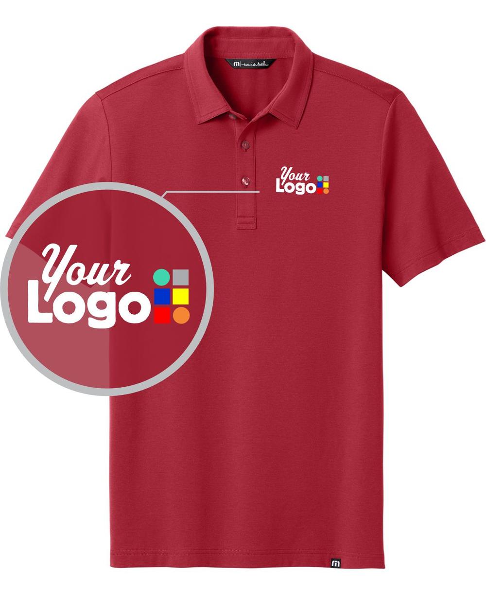 TravisMathew S/S Glenview Solid Custom Golf Shirt, color: Scooter Red