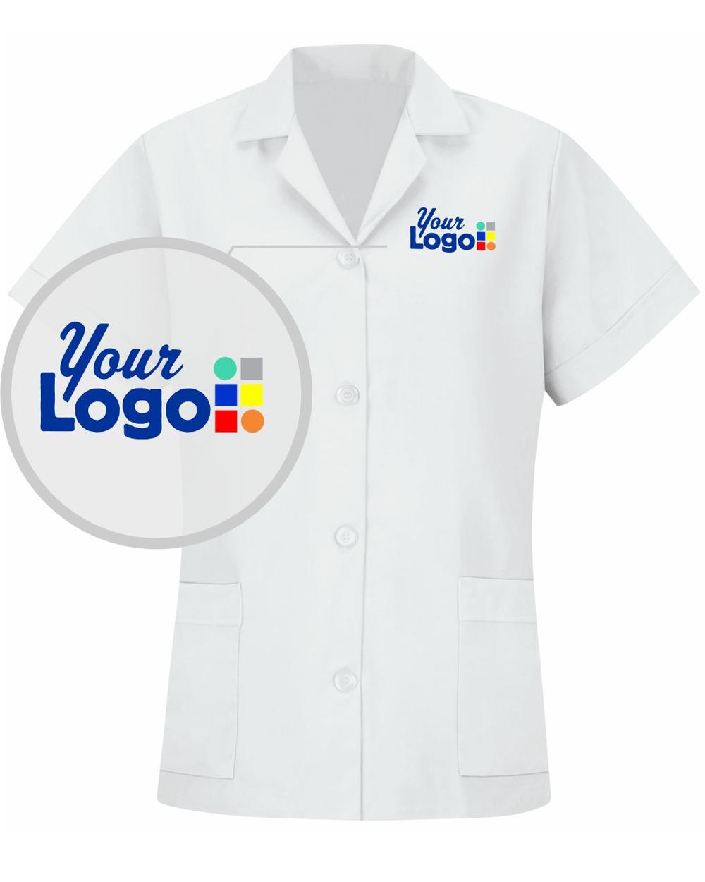 RedKap Button-Front Smock Custom Housekeeping Coat, color: White