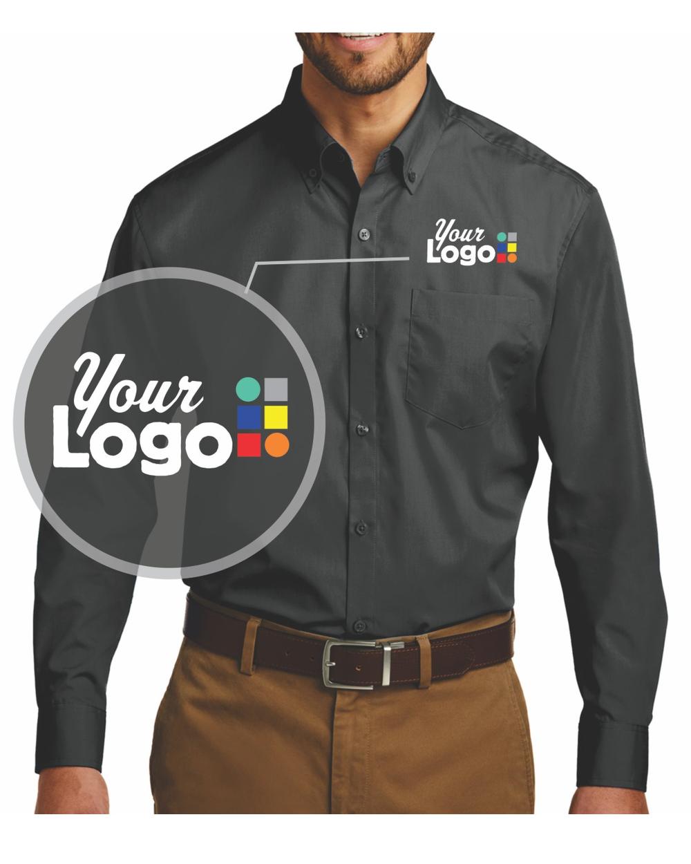 Port Authority L/S Carefree Poplin Custom Shirt, color: Graphite