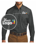 Port Authority L/S Carefree Poplin Custom Shirt, color: Graphite