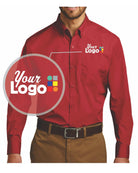 Port Authority L/S Carefree Poplin Custom Shirt, color: Rich Red